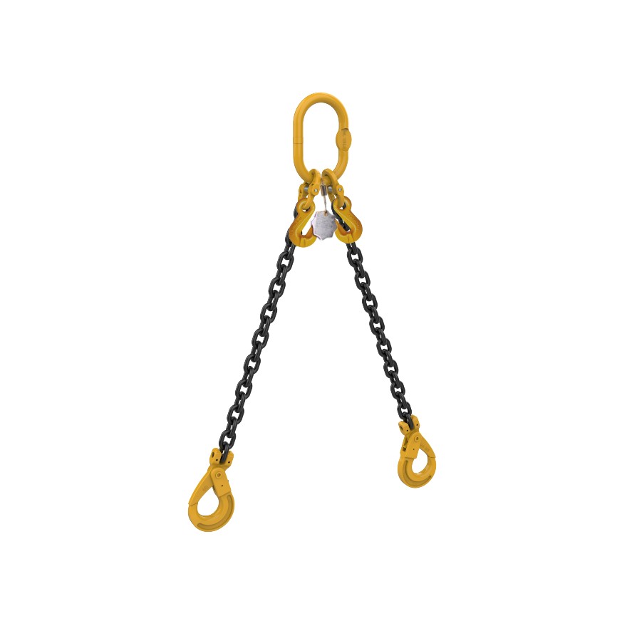 2.1t 7mm 2 Leg Grade 8 Chain, c/w Clevis Self Locking Hooks and Grab Hooks