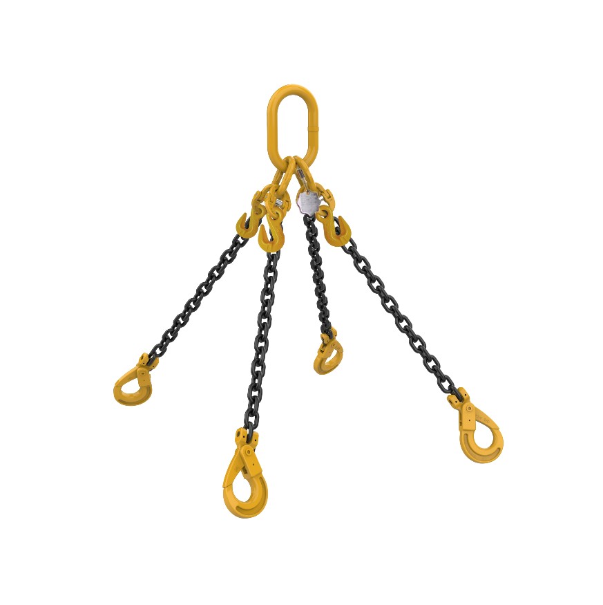 3.1t 7mm 4 Leg Grade 8 Chain, c/w Clevis Self Locking Hooks and Grab Hooks