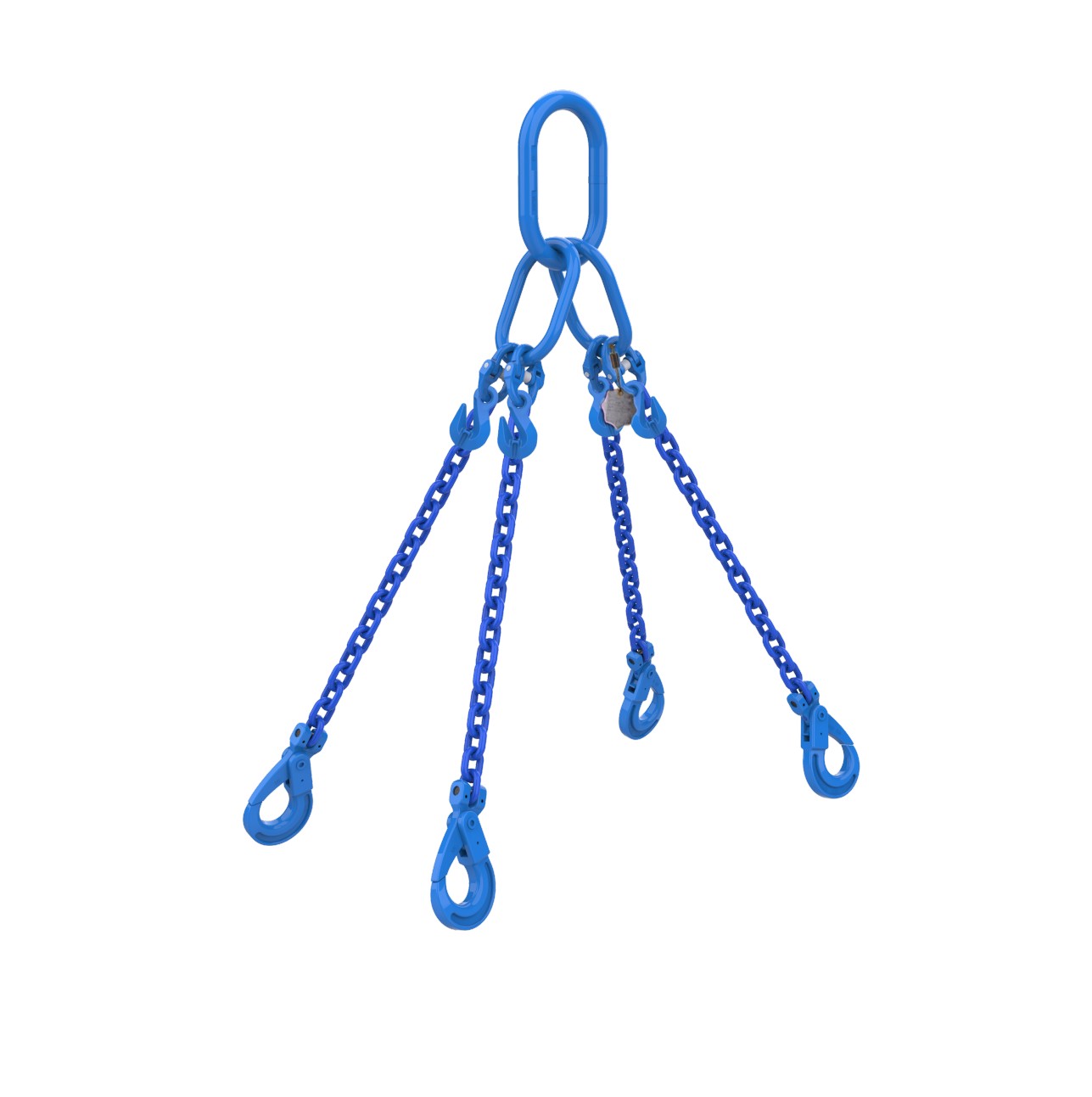 2.9t 6mm 4 Leg Grade 10 Chain, c/w Clevis Self Locking Hooks and Grab Hooks